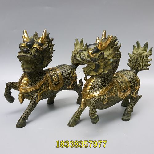 纯铜麒麟摆件 财富麒麟 青铜麒麟 家居铜器工艺品礼品火麒麟