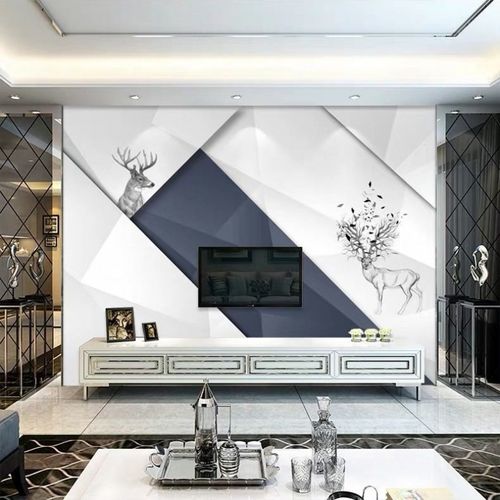 q简约现代墙布欧式电视背景墙装饰壁纸几何影视墙纸壁画8d壁布墙画