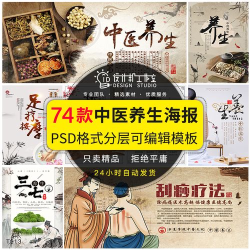 中医养生馆中国风宣传海报美容保健按摩推拿针灸psd模板设计素材