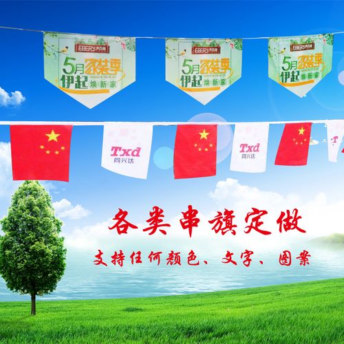 彩色串旗定做,三角旗订制,飘旗红旗小旗子 庆典活动旗帜