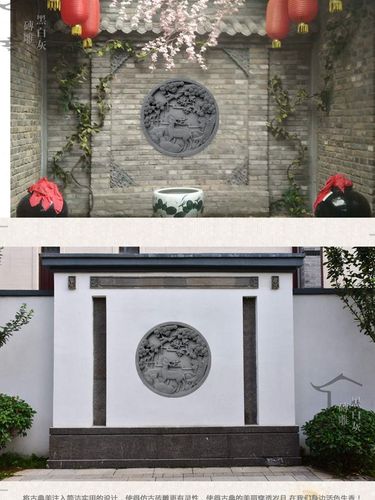 高端青砖中式影壁照浮砖雕壁雕0建柱子门楼徽派gy古9v1 松鹿图奢