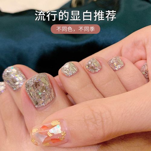 网红璀璨闪银甲油胶2021年新款美甲流行色亮片爆闪光疗脚指甲油胶