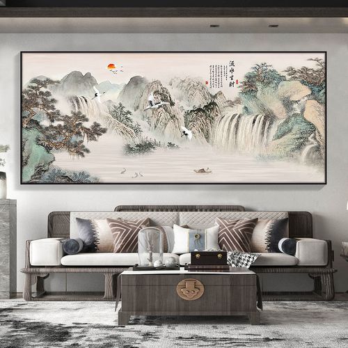 新中式山水画挂画客厅装饰画沙发背景墙壁画办公室3立体国画 09款