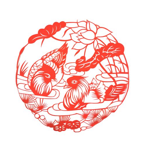 剪纸窗花民俗民间工艺品家居装饰中国特色富贵花鸟系列 鸳鸯戏水01 30