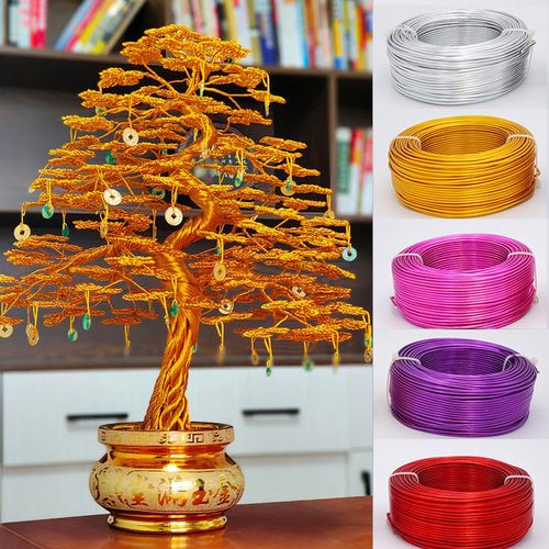 手工diy铝丝做盆景铁丝树工艺品摩托车发财树网红蛋糕装饰金属丝