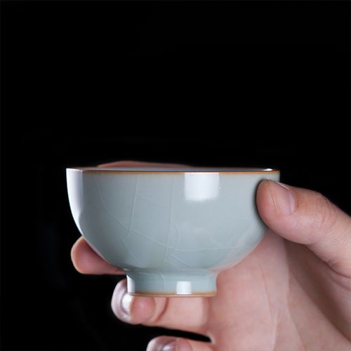 李善明善款汝窑主人杯景德镇陶瓷茶杯乾坤杯玉青汝瓷品雅杯纯手工