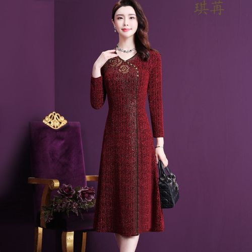 琪苒2021秋冬新款婚礼礼服高贵旗袍秋冬季中年女装洋气