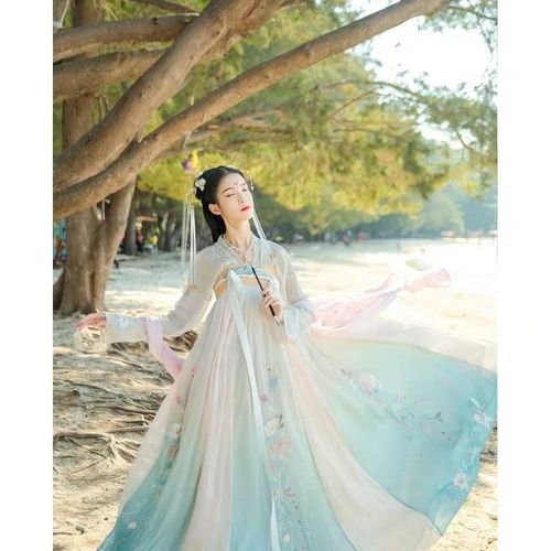 汉尚华莲画皮汉服女齐胸襦裙夏中国风学生日常超仙大袖衫渐变