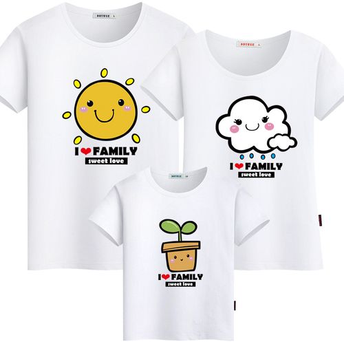 周岁宝宝亲子装夏装胖mm大码创意卡通短袖t恤母子母女全家装出游