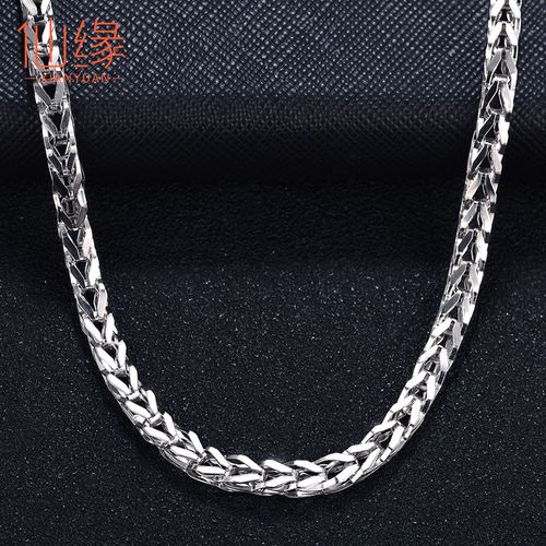 pt950铂金项链男粗款白金锁骨链正品pt999纯珀金链子简约素链吊坠