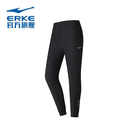 鸿星尔克裤子女针织长裤时尚潮流裤九分裤 52222257019 正黑 s 正黑 s