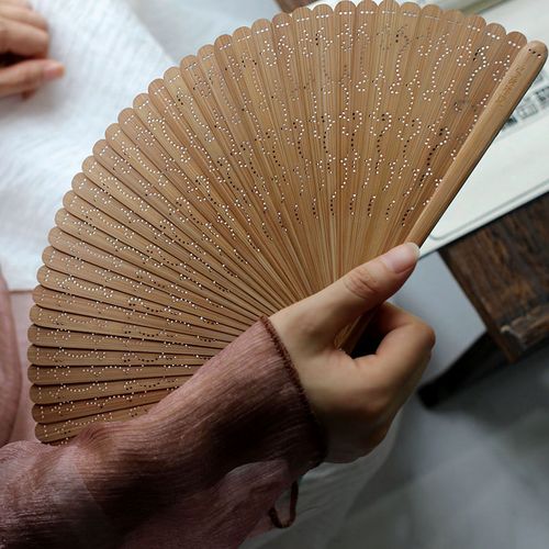 己亥年夏  禅意文化礼物古风镂空全竹扇子国风流苏折扇 定制刻字