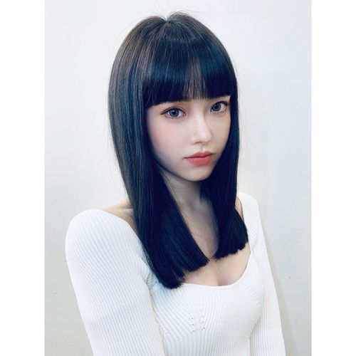 真发假发女漫画刘海一刀齐直发假发片一片式的头顶补发齐刘海片 50