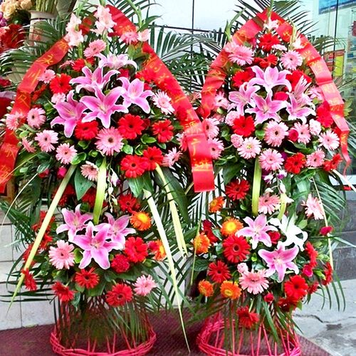 伊久开业花篮一对或一个鲜花速递港式商务乔迁开张庆典高端花篮同城