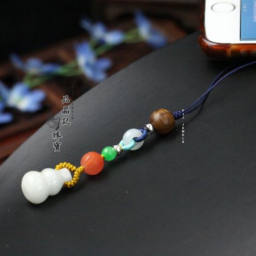 翡翠葫芦手机挂绳手机链中国风吊坠钥匙防丢绳u盘吊带扣小挂坠