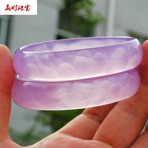冰花芙蓉玉手镯 粉紫冰种玉髓手镯 水晶手镯女 玛瑙玉镯子 带冰花