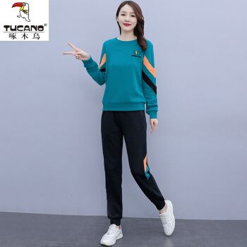 啄木鸟轻奢高档女装 早秋季运动套装女春秋新款宽松洋气减龄卫衣休闲
