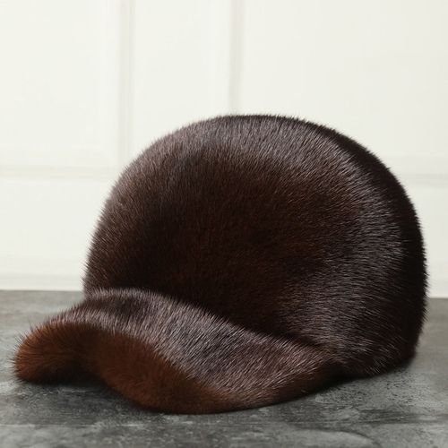 水貂帽子男貂毛真皮中老年冬季皮草女鸭舌帽貂皮男整貂护耳棒球帽