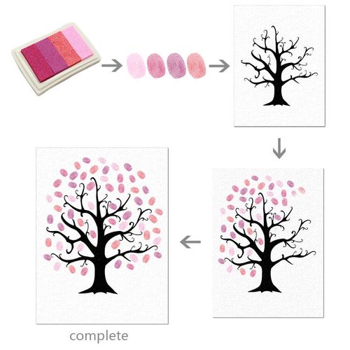 节日派对diy儿童印泥指纹画家居装饰画墙贴创意礼物签名册手指画