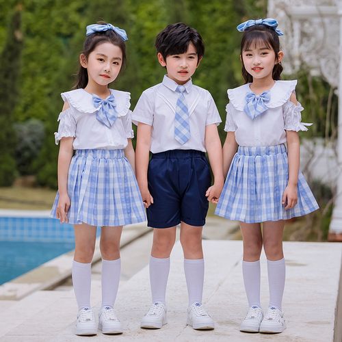 幼儿园园服夏装英伦风小学生校服夏季套装儿童班服毕业服纯棉短袖
