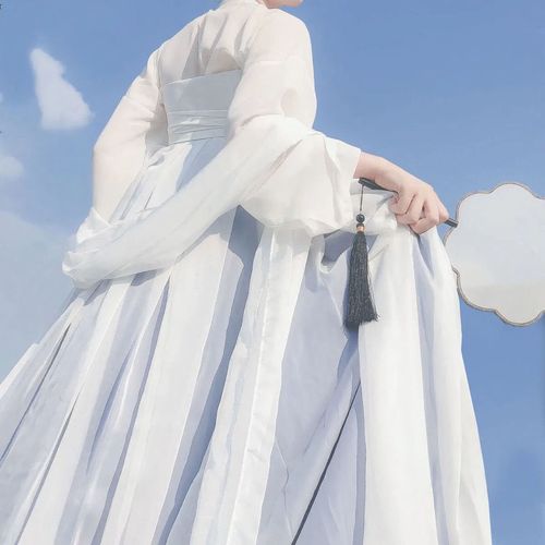 万里晴空 学生汉服白菜原创汉服元素女超仙刺绣齐胸襦裙大裙摆女