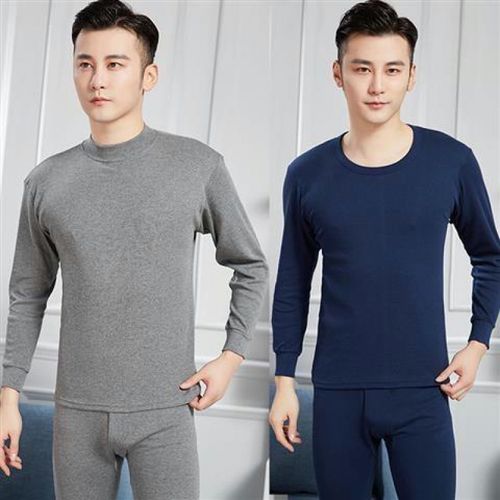 【保暖内衣男新品】男士纯棉圆领秋衣秋裤青少年棉毛衫中高领男加绒