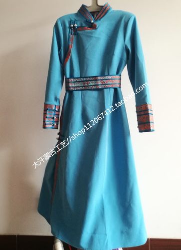 蒙古袍传统改良现代成人纯色女袍少数民族服饰连衣裙