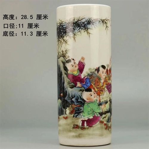 景德镇民间艺术瓷厂 粉彩人物图帽筒 古董收藏 古玩瓷器仿古摆件