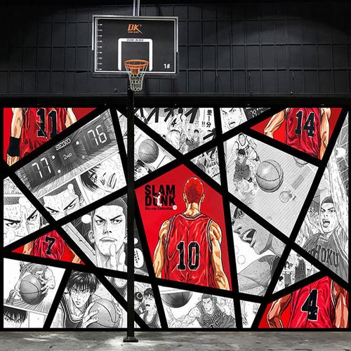 3d无缝立体墙布手绘动漫灌篮高手主题背景壁纸篮球漫画海报5d墙纸