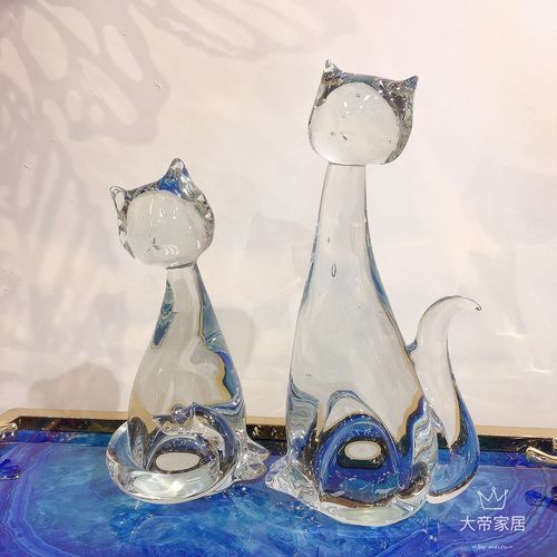 水晶猫咪摆件桌面工艺品家居客厅酒柜电视柜装饰品结婚礼物简约