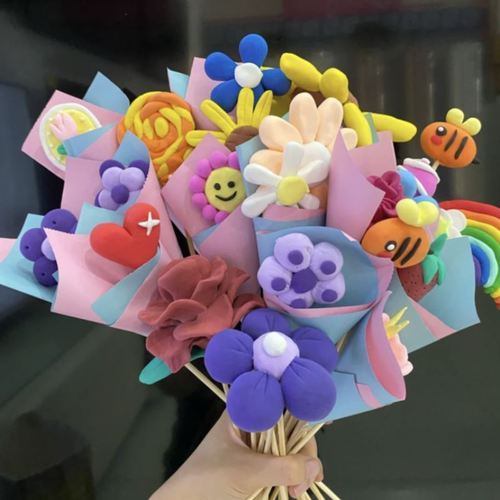 花束超轻黏土手工diy自制鲜花材料包粘土捏泥巴橡皮泥花朵假花小