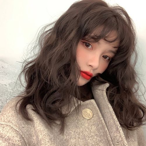 假发女中长发羊毛卷全头套式圆脸 修脸卷发自然少女假发套 巧克力色