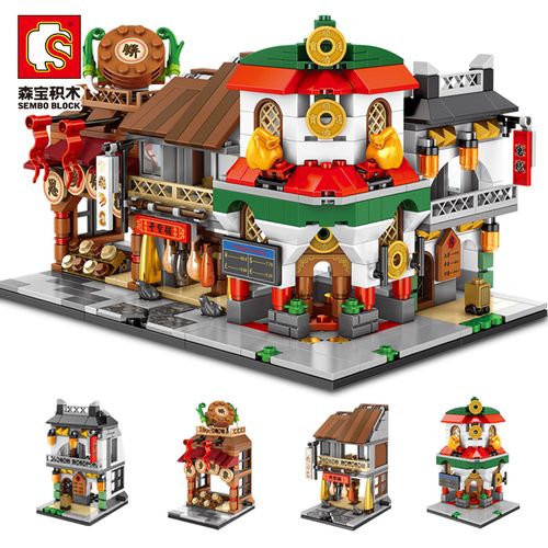 森宝积木legao唐人街系列4合1迷你街景拼插拼装积木玩具儿童益智6