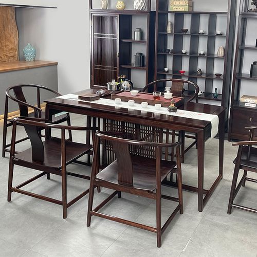 高档中式黑檀木茶桌实木茶桌椅组合功夫黑紫檀干泡茶桌家用小茶台