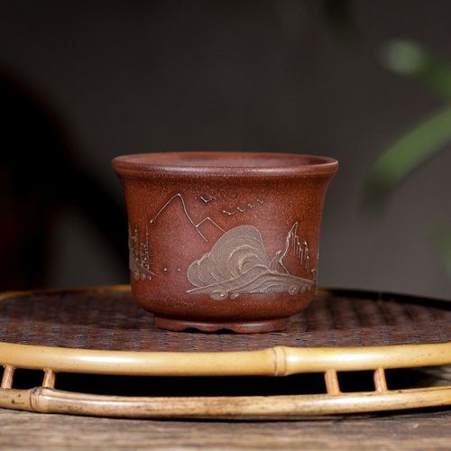 【清代珍品】民国紫砂花盆台湾回流老盆微型紫砂造景盆铁画轩手工