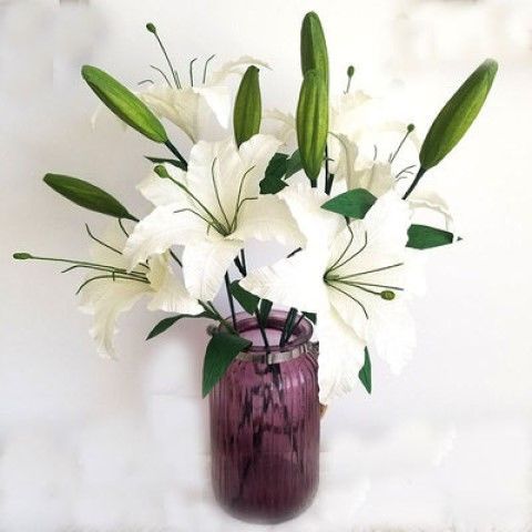 皱纹纸褶皱纸花12枝百合花手工花束材料包初学者创意diy礼物套装