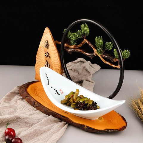 创意明档婚宴喜事冷菜盘实木意境菜酒店中式特色异形装饰火锅餐具