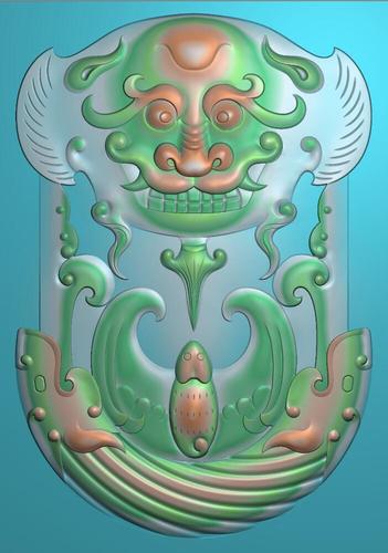 玉雕图电脑雕刻图三维立体3d平面精雕图   f3s6仿古兽蝙蝠