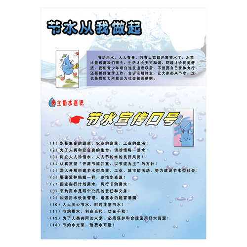 节能环保节水宣传画海报挂图节约用水宣传栏展板标语墙贴画覆膜贴纸