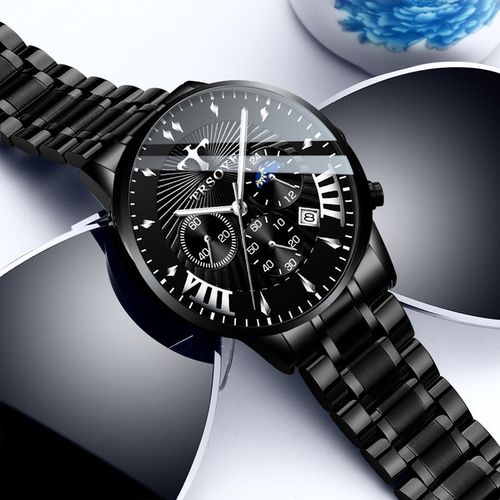 trsoye瑞士品牌手表诺曼底日月星辰三眼6针商务男士腕表夜光防水日历