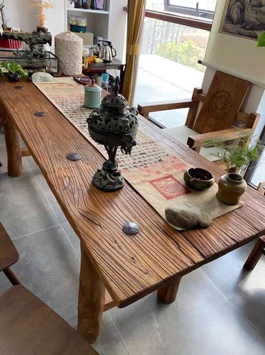 老榆木门板风化木板老木头板定制餐桌吧台咖啡桌复古怀旧茶桌茶几