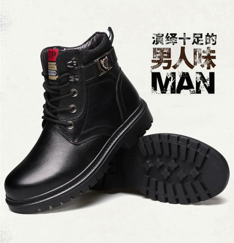 冬季新款男士真皮头层牛皮雪地靴加绒保暖骑士靴工装棉靴