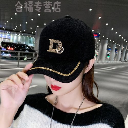 明星同款棒球帽女潮百搭鸭舌帽钻春秋冬字母网红款绒时尚ins休闲帽子