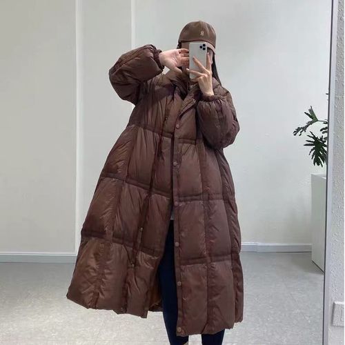 【送羊绒围巾】江南布衣冬季白鸭绒羽绒服女长款过膝连帽加厚外套
