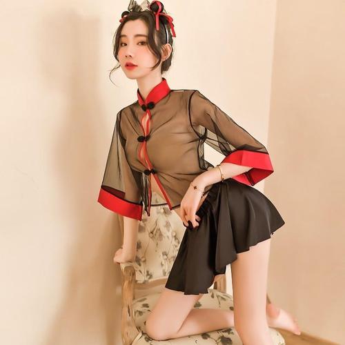 情趣内衣女生性感透视时尚古风旗袍制服诱惑套装汉服古代古典透明