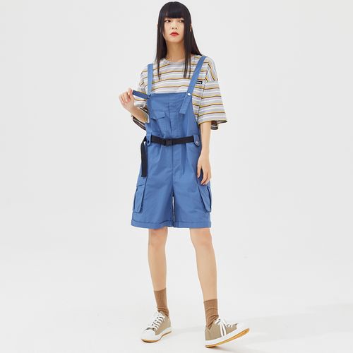 美特斯邦威连体裤女夏季2021新款宽松休闲夸张贴袋复古女士背带裤
