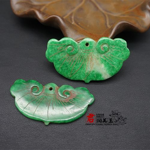 复古雕刻如意吊坠挂件仿翡翠色满绿毛衣坠挂坠玉佩配饰如意玉坠
