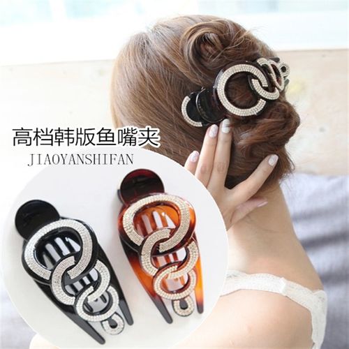 轻奢高档大号鱼嘴夹新款镶钻抓夹轻便发夹水钻鸭嘴夹盘头发抓发卡