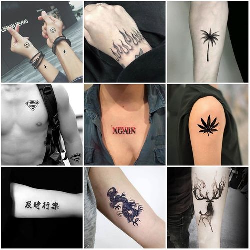 男款潮流纹身贴防水持久手臂个性仿真字母社会小图案刺青龙贴纸