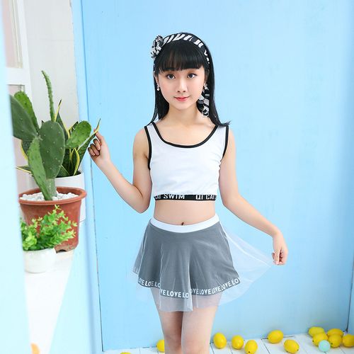 小孩游泳衣女比基尼小童吊带大女童泳衣?儿童女孩性感